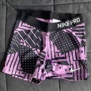 Nike Pros Purple and Black Pattern